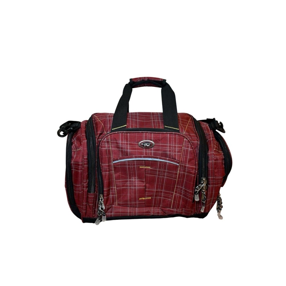 Vintage California Pak Red Plaid Duffel Bag Travel Calpak Luggage Weekender